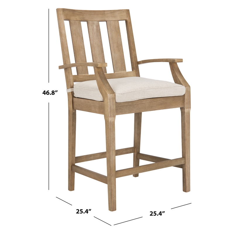 Safavieh San Salvador Wood Patio Counter Stool in Natural / White