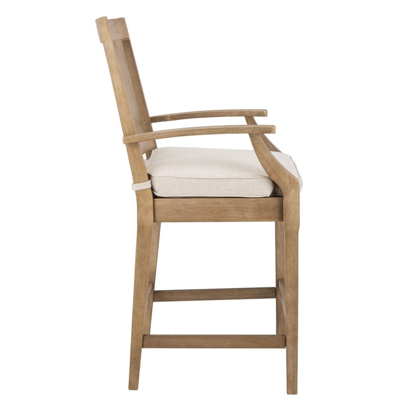 Safavieh San Salvador Wood Patio Counter Stool in Natural / White
