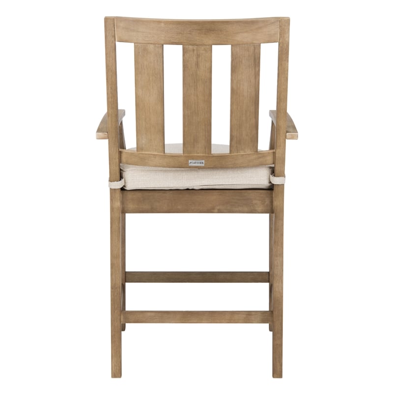 Safavieh San Salvador Wood Patio Counter Stool in Natural / White