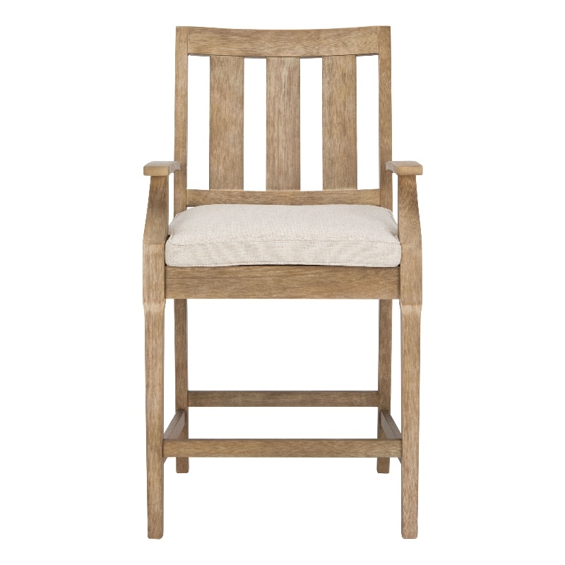 Safavieh San Salvador Wood Patio Counter Stool in Natural / White