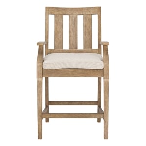 Safavieh San Salvador Wood Patio Counter Stool in Natural / White