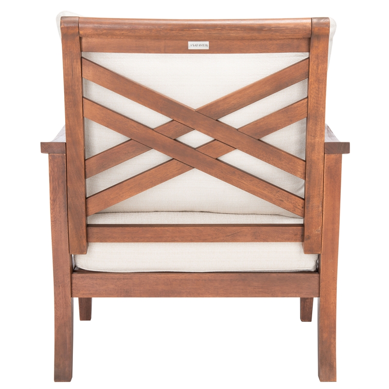 Safavieh Payden Wood Outdoor Accent Chair  in Natural / White