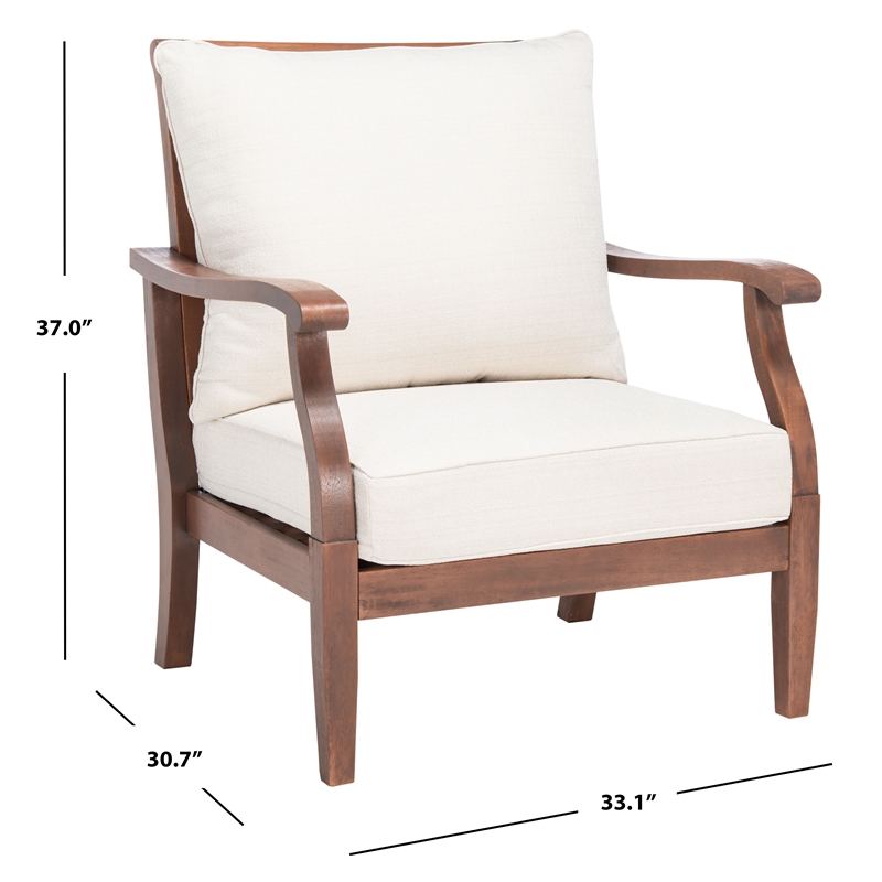 Safavieh Payden Wood Outdoor Accent Chair  in Natural / White