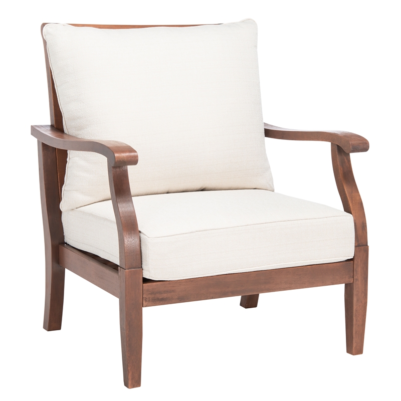 Safavieh Payden Wood Outdoor Accent Chair  in Natural / White