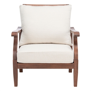 Safavieh Payden Wood Outdoor Accent Chair  in Natural / White