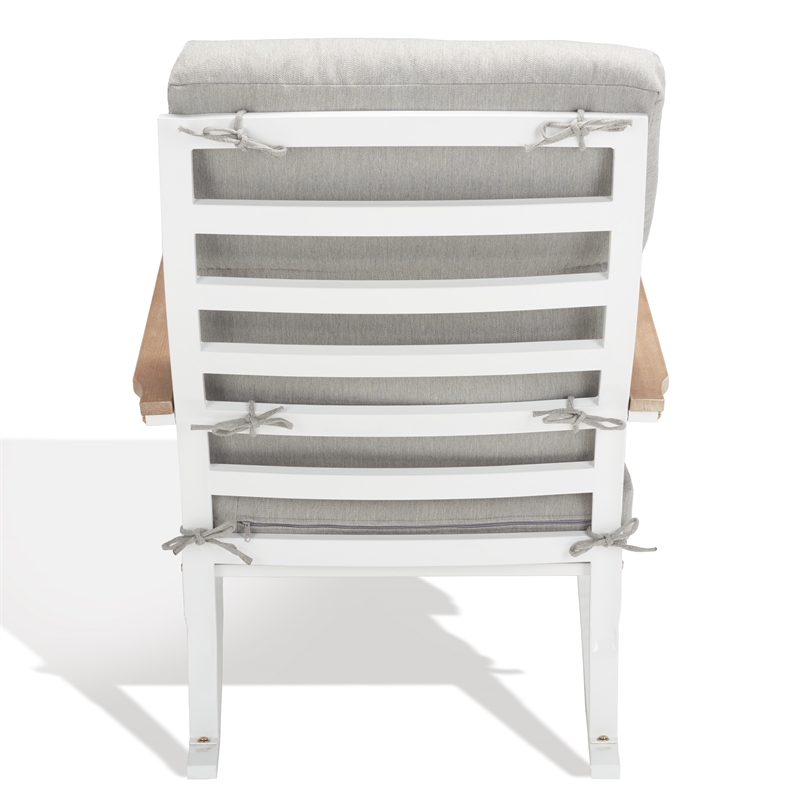 Safavieh Brutus Wood and Iron Rocking Chair in White / Light Gray