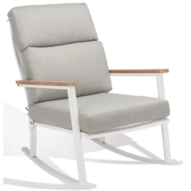 Safavieh Brutus Wood and Iron Rocking Chair in White / Light Gray