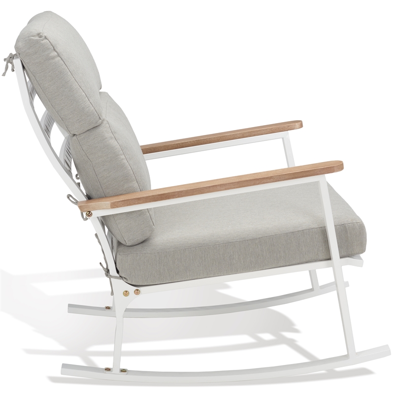 Safavieh Brutus Wood and Iron Rocking Chair in White / Light Gray