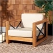 Safavieh Andros Teak Wood Patio Chair in Natural / Beige