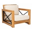 Safavieh Andros Teak Wood Patio Chair in Natural / Beige