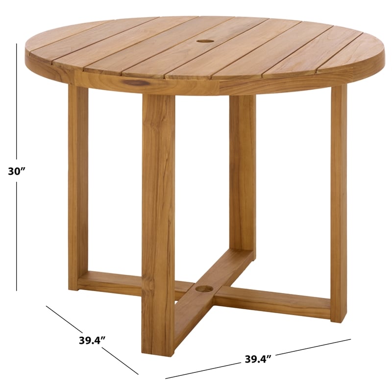 Safavieh Mayaguana Round Wood Dining Table in Natural