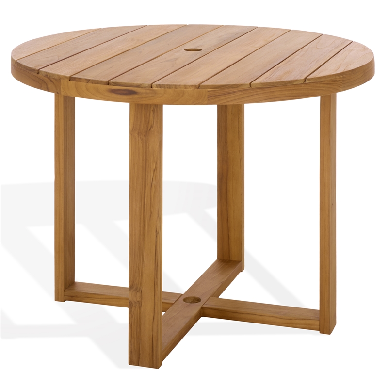 Safavieh Mayaguana Round Wood Dining Table in Natural