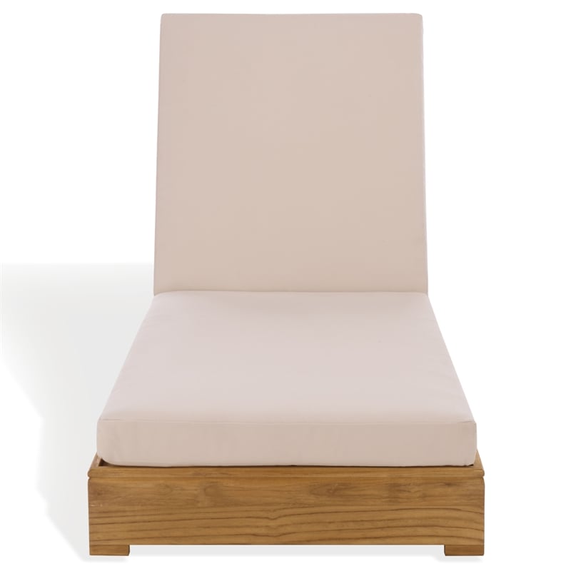 Safavieh Montford Brazilian Teak Wood Chaise Lounge in Natural  / Beige