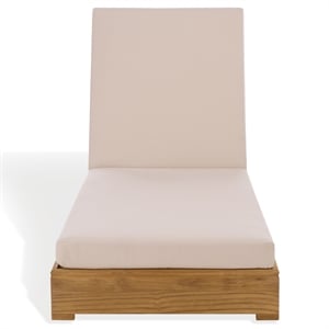 Safavieh Montford Brazilian Teak Wood Chaise Lounge in Natural  / Beige