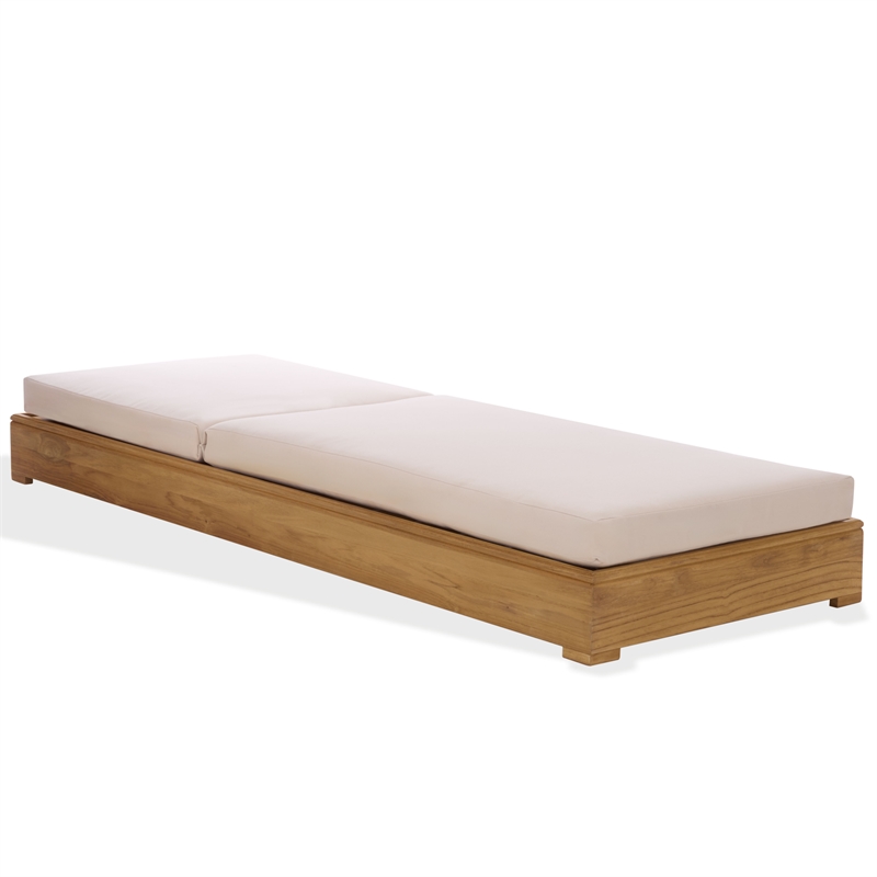 Safavieh Montford Brazilian Teak Wood Chaise Lounge in Natural  / Beige