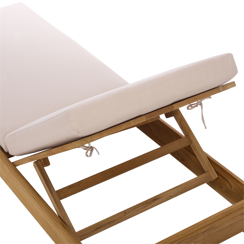 Safavieh Montford Brazilian Teak Wood Chaise Lounge in Natural  / Beige