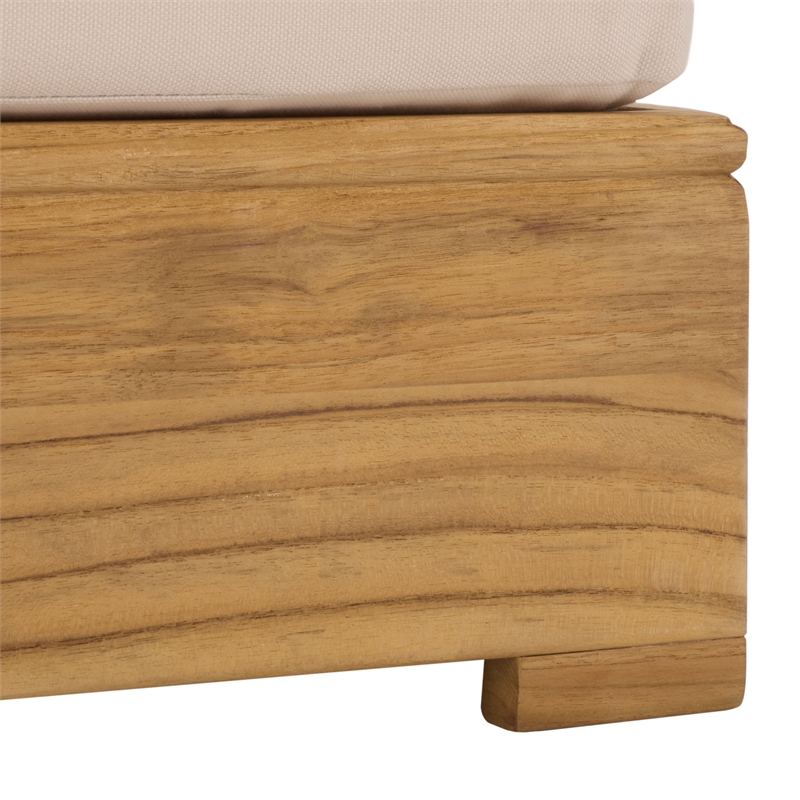 Safavieh Montford Brazilian Teak Wood Chaise Lounge in Natural  / Beige