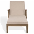 Safavieh Martinique Wood Patio Chaise Lounge in Natural / Beige
