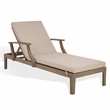 Safavieh Martinique Wood Patio Chaise Lounge in Natural / Beige