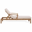 Safavieh Martinique Teak Wood Patio Chaise Lounge in White / Natural