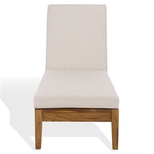 Safavieh Montclair Teak Wood Chaise Lounge in White / Natural