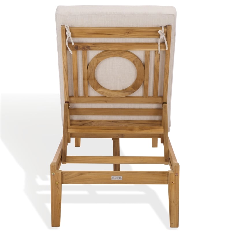 Safavieh Montclair Teak Wood Chaise Lounge in White / Natural
