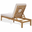 Safavieh Montclair Teak Wood Chaise Lounge in White / Natural