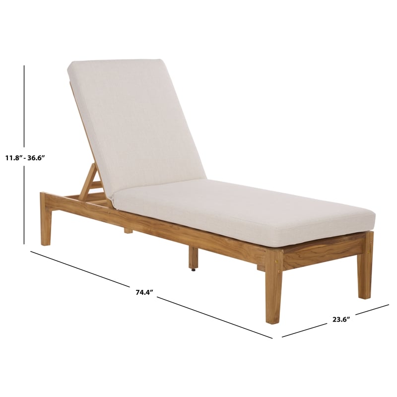 Safavieh Montclair Teak Wood Chaise Lounge in White / Natural