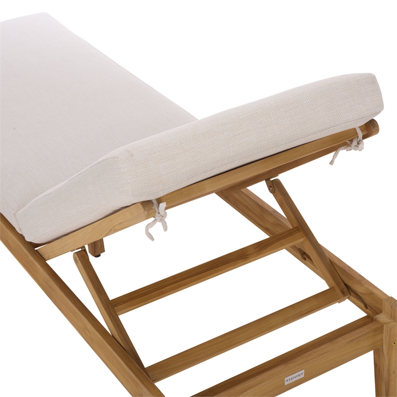 Safavieh Montclair Teak Wood Chaise Lounge in White / Natural