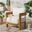 Safavieh Achilles Teak Wood Patio Chair  in White / Natural