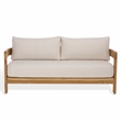 Safavieh Achilles Teak Wood Patio Sofa in White / Natural