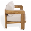 Safavieh Achilles Teak Wood Patio Sofa in White / Natural