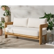 Safavieh Achilles Teak Wood Patio Sofa in White / Natural