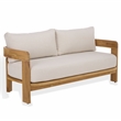 Safavieh Achilles Teak Wood Patio Sofa in White / Natural