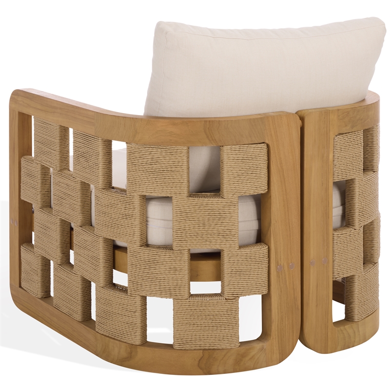 Safavieh Skipper Teak Wood Patio Chair  in Natural / Beige