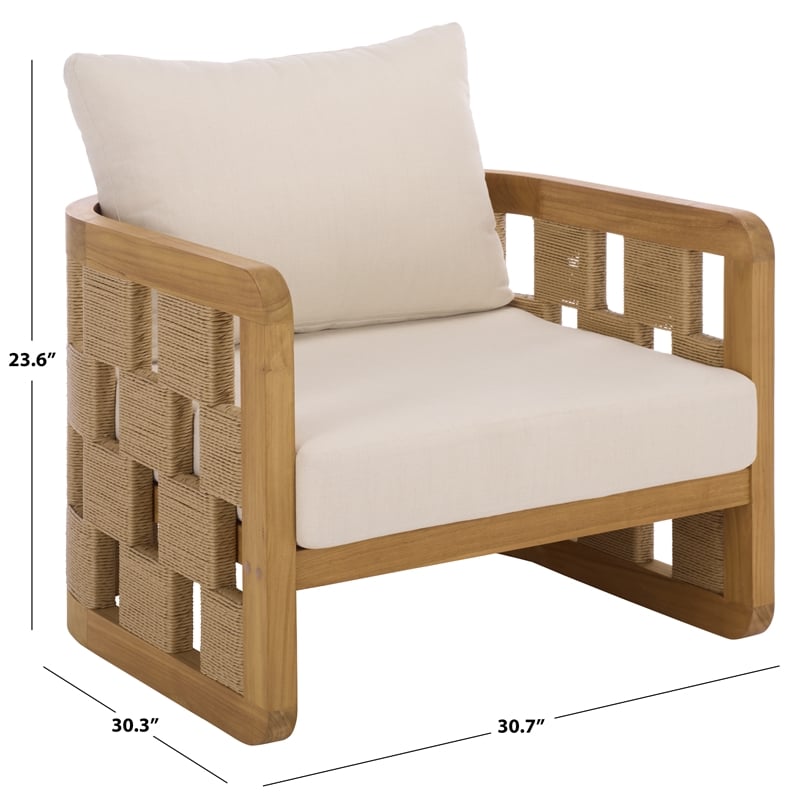Safavieh Skipper Teak Wood Patio Chair  in Natural / Beige