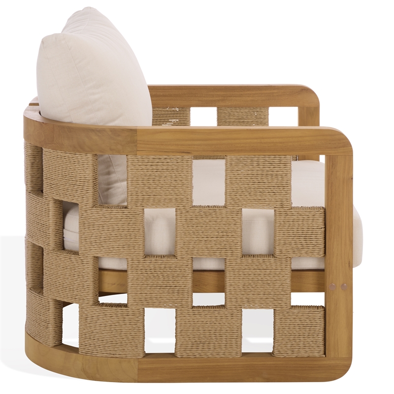 Safavieh Skipper Teak Wood Patio Chair  in Natural / Beige