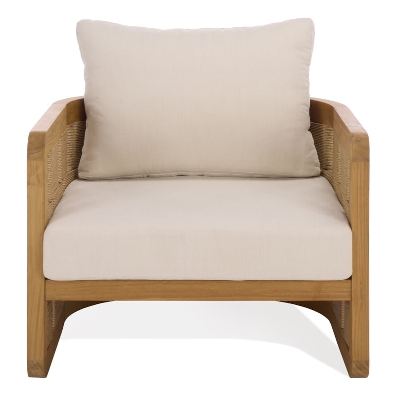 Safavieh Skipper Teak Wood Patio Chair  in Natural / Beige