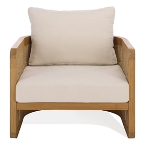 Safavieh Skipper Teak Wood Patio Chair  in Natural / Beige