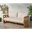 Safavieh Skipper Teak Wood Patio Sofa in Natural / Beige