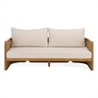 Safavieh Skipper Teak Wood Patio Sofa in Natural / Beige