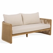 Safavieh Gale Teak Wood and Hyacinth Patio Sofa in Natural / Beige