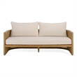 Safavieh Gale Teak Wood and Hyacinth Patio Sofa in Natural / Beige