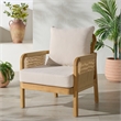 Safavieh Rogers Teak Wood and Hyacinth Patio Chair  in Natural / Beige