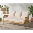 Safavieh Rogers Teak Wood and Hyacinth Patio Sofa in Natural / Beige