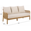 Safavieh Rogers Teak Wood and Hyacinth Patio Sofa in Natural / Beige