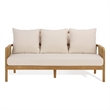 Safavieh Rogers Teak Wood and Hyacinth Patio Sofa in Natural / Beige