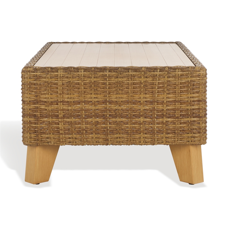 Safavieh Margarita Wicker Aluminum Coffee Table in Natural