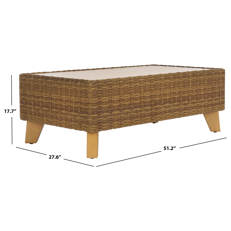 Safavieh Margarita Wicker Aluminum Coffee Table in Natural