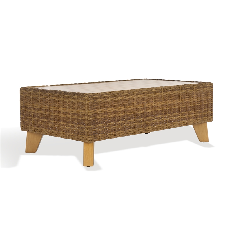 Safavieh Margarita Wicker Aluminum Coffee Table in Natural